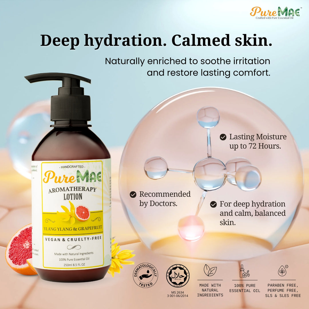 PureMAE Ylang & Grapefruit Lotion 250ml for Dry Skin & Deep Hydration